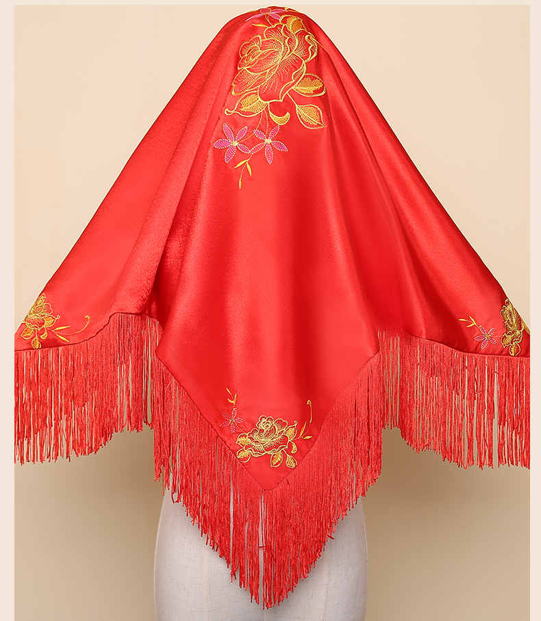 繁縷中式頭飾紅蓋頭，唯美流蘇刺繡新娘蓋頭