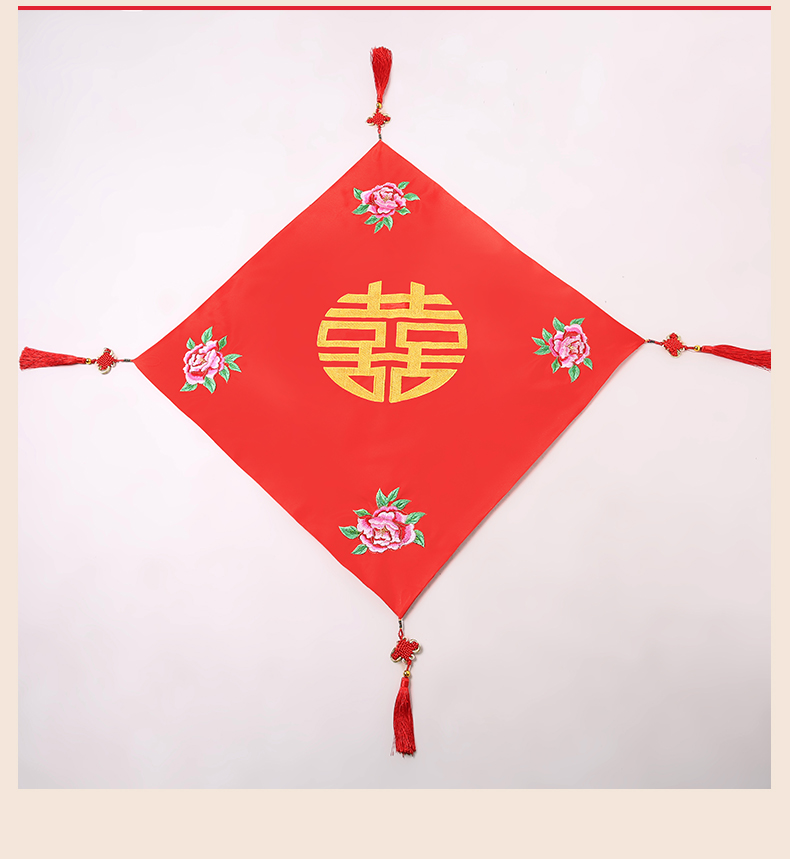 花藺中式新娘頭飾紅蓋頭，唯美中國結(jié)喜帕新娘