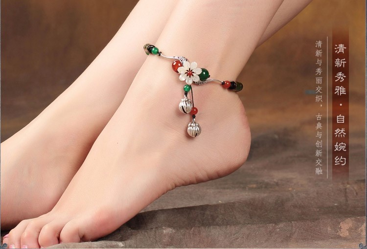 清新花朵鈴鐺腳鏈簡(jiǎn)約飾品