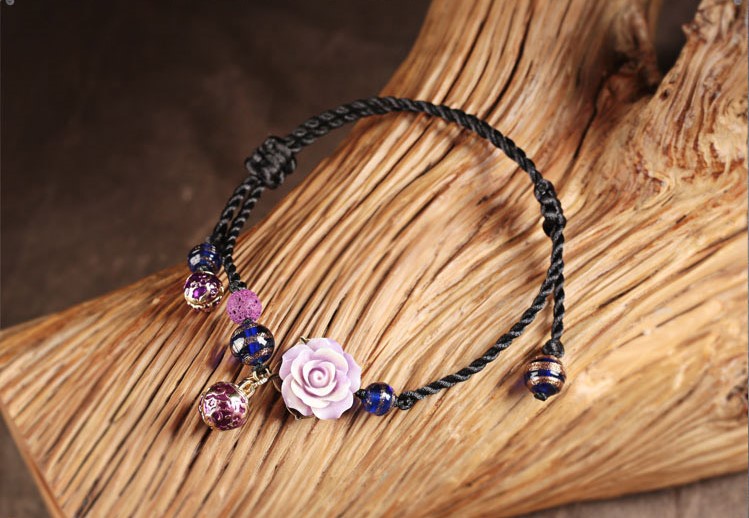 紫玫瑰典雅腳鏈簡約浪漫飾品