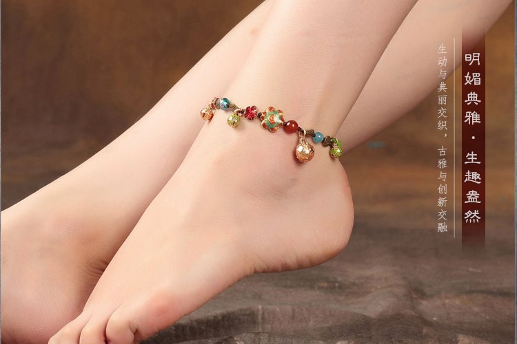 多彩鈴鐺腳鏈:古雅燦溪魚兒個(gè)性腳鏈