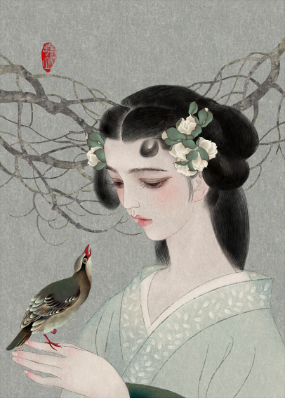 唯美匠心啟航閱讀女子手繪插畫二