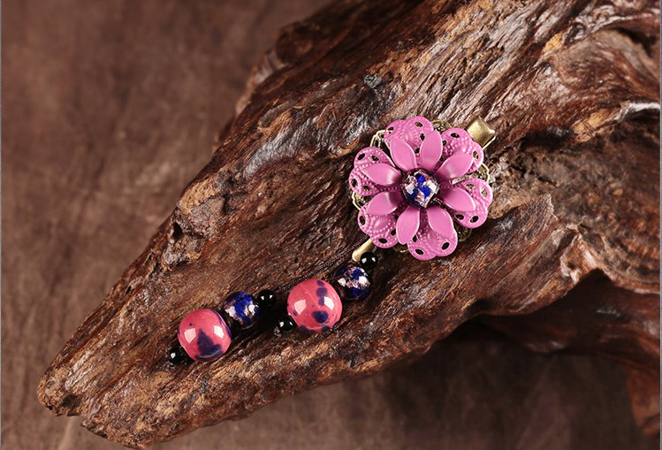 簡約時(shí)尚復(fù)古頭飾：紫姍花朵發(fā)夾頭飾