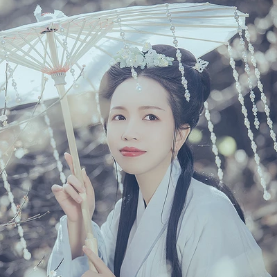 珠簾傘文藝女生頭像，唯美古風真人頭像