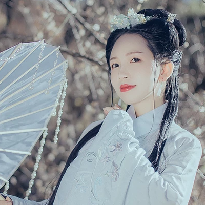 珠簾傘文藝女生頭像，唯美古風真人頭像