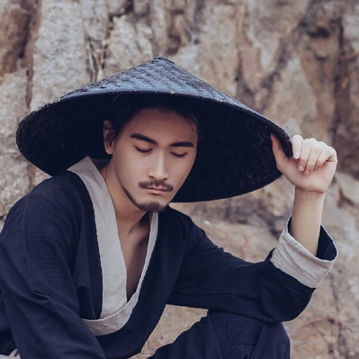 霸氣帶斗笠男生頭像，唯美古風(fēng)真人頭像
