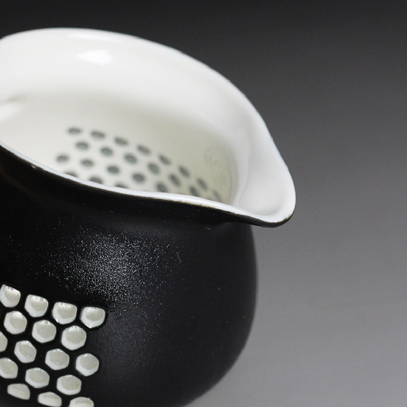 黑白蜂巢茶海，簡約粗陶功夫茶具