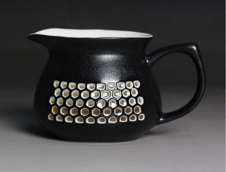 黑白蜂巢茶海，簡約粗陶功夫茶具