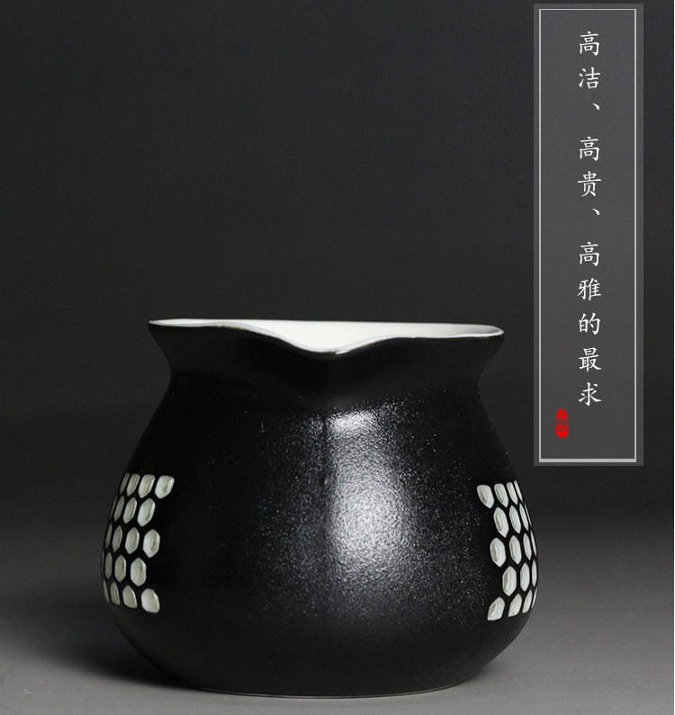 黑白蜂巢茶海，簡約粗陶功夫茶具