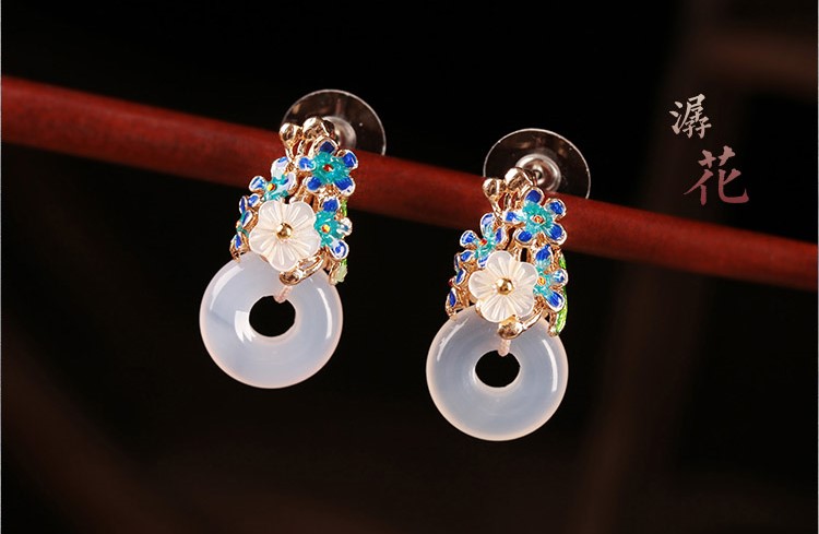 匠心啟航閱讀耳釘瑪瑙平安扣耳墜耳環(huán)