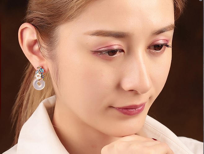 匠心啟航閱讀耳釘瑪瑙平安扣耳墜耳環(huán)