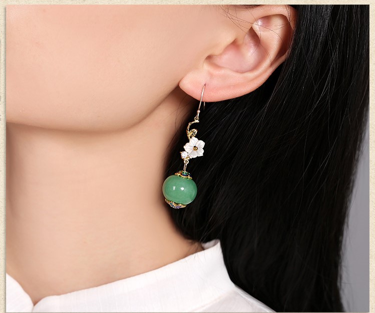 淡雅貝殼花朵氣質(zhì)耳環(huán)，匠心啟航閱讀復(fù)古耳飾首飾
