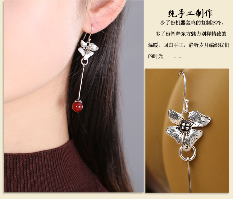 純銀花吊墜耳環(huán)，復(fù)古匠心啟航閱讀古典耳飾首飾