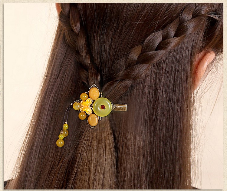 蝶戀情緣發(fā)夾:黃色別致古風(fēng)發(fā)夾頭飾