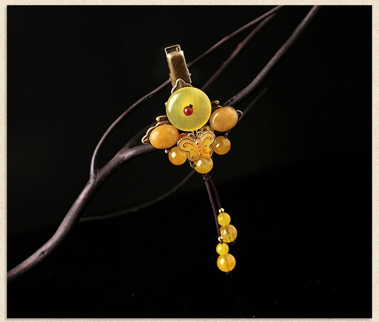 蝶戀情緣發(fā)夾:黃色別致古風(fēng)發(fā)夾頭飾