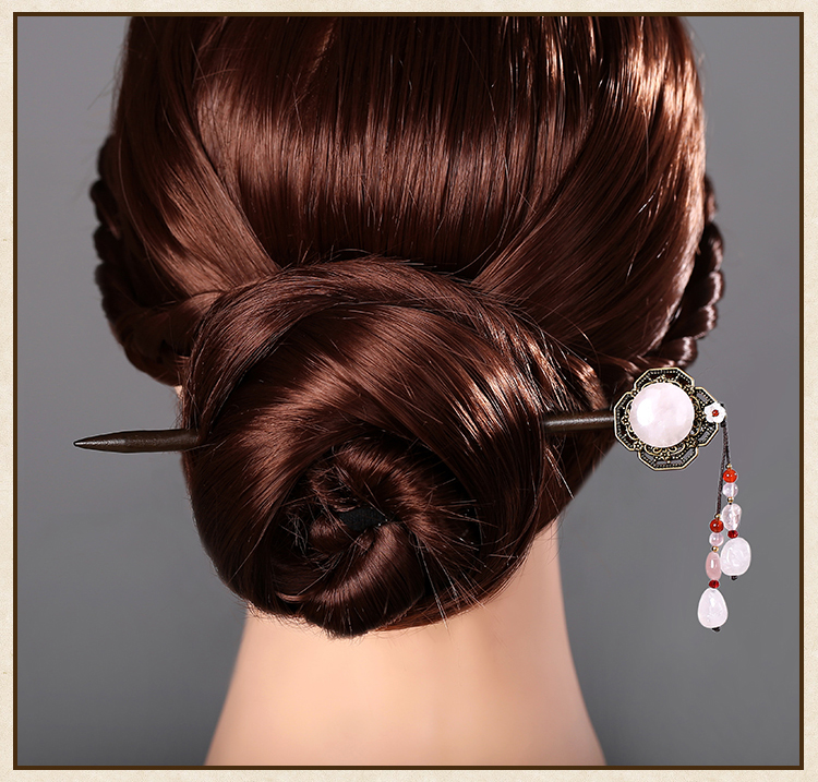 古風(fēng)淑女公主流蘇珠釵，岫玉發(fā)釵發(fā)簪頭飾