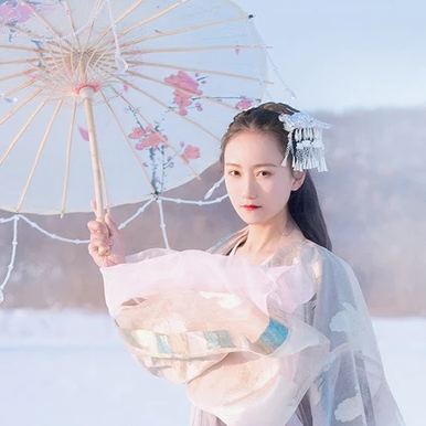 翩翩起舞帶傘女生頭像，唯美古風(fēng)真人頭像