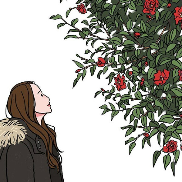 姑娘精致生活手繪插畫，唯美小清新插畫圖片