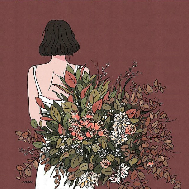 姑娘精致生活手繪插畫，唯美小清新插畫圖片