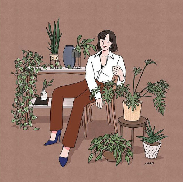 姑娘精致生活手繪插畫，唯美小清新插畫圖片