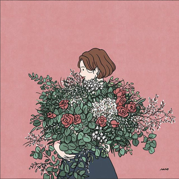 姑娘精致生活手繪插畫，唯美小清新插畫圖片