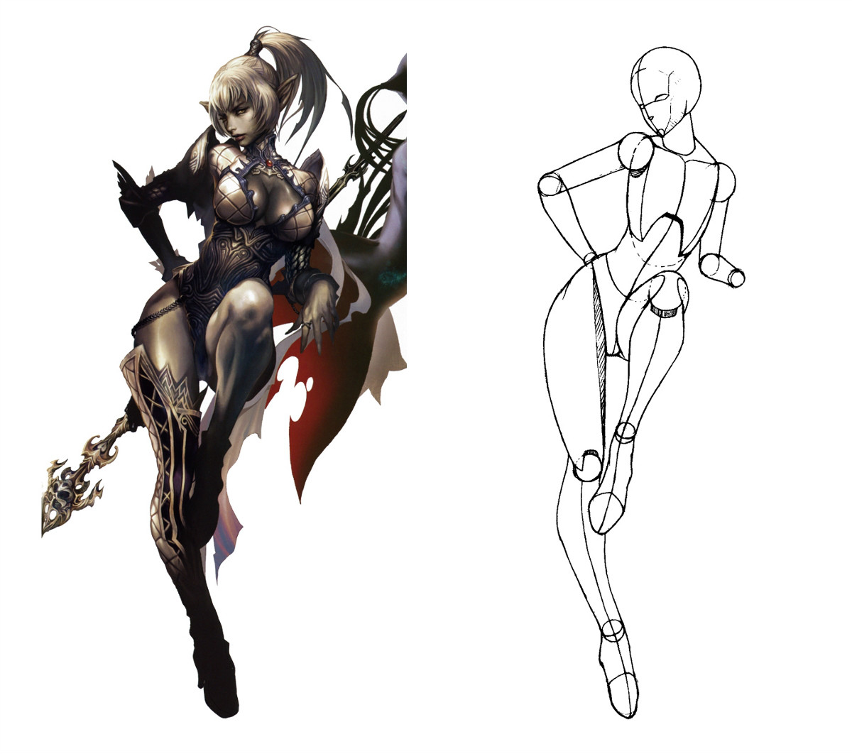 動漫人物圖片，動漫人體結(jié)構(gòu)骨骼提煉線稿