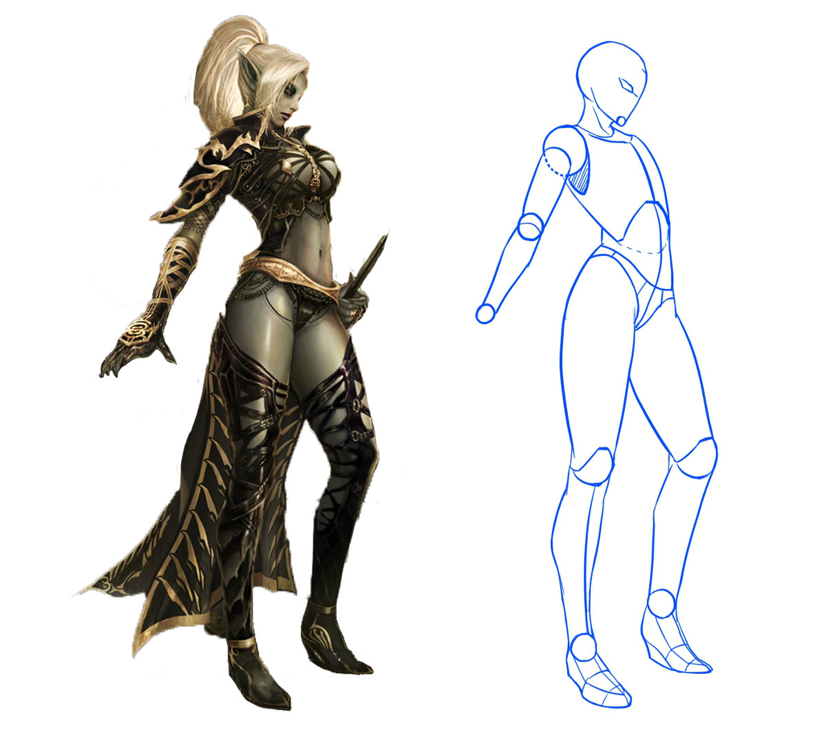 動漫人物圖片，動漫人體結(jié)構(gòu)骨骼提煉線稿