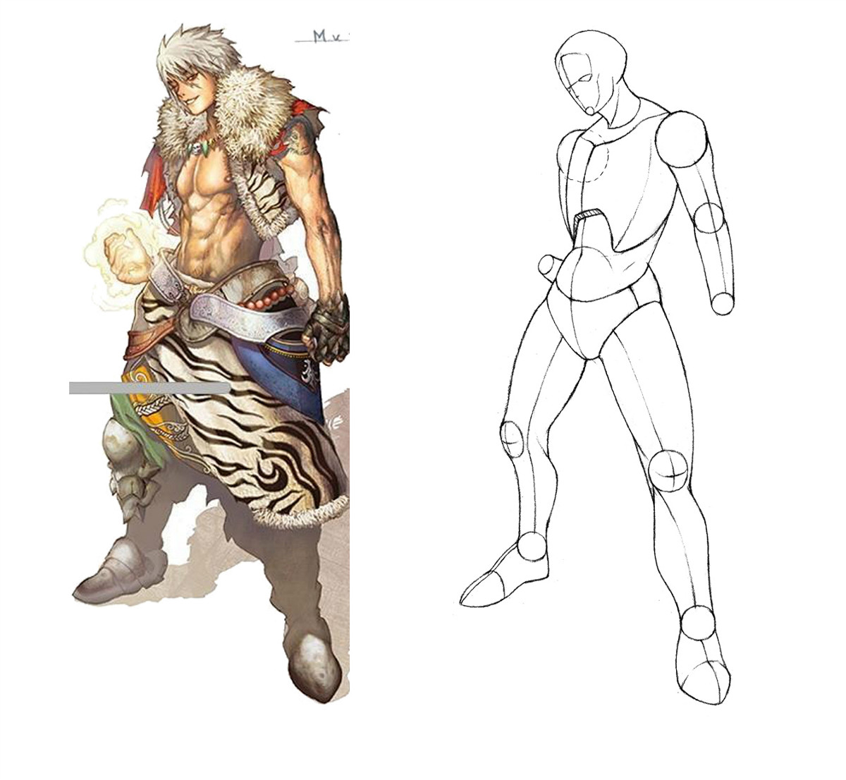 動漫人物圖片，動漫人體結(jié)構(gòu)骨骼提煉線稿