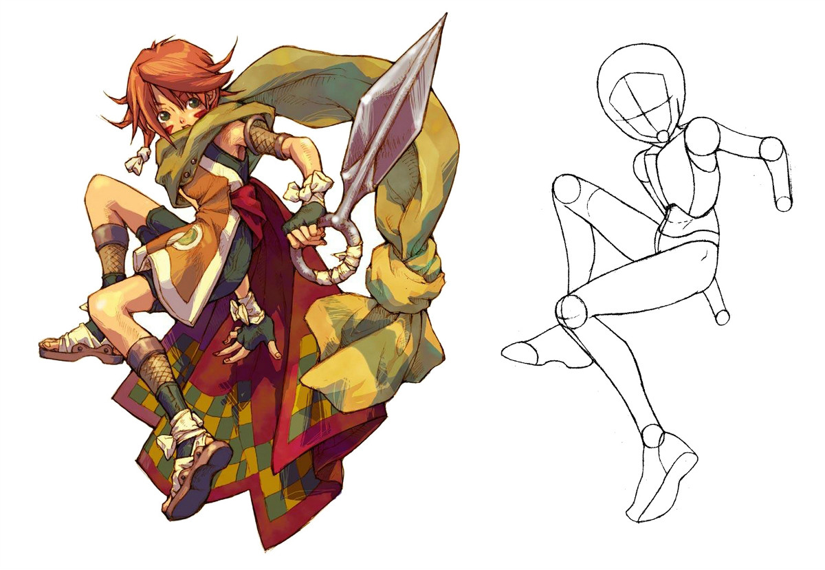 動(dòng)漫人物圖片，動(dòng)漫人體結(jié)構(gòu)骨骼提煉線稿