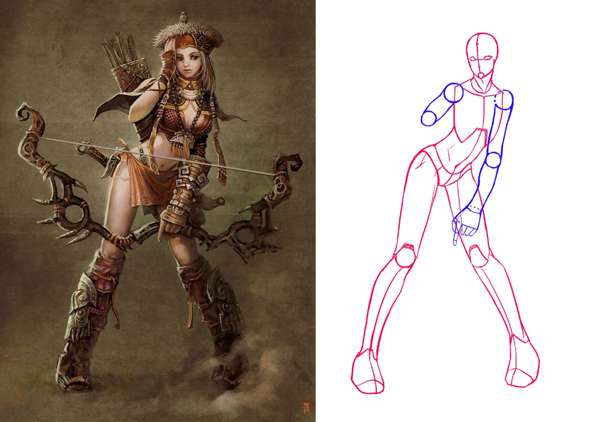 動(dòng)漫人物圖片，動(dòng)漫人體結(jié)構(gòu)骨骼提煉線稿