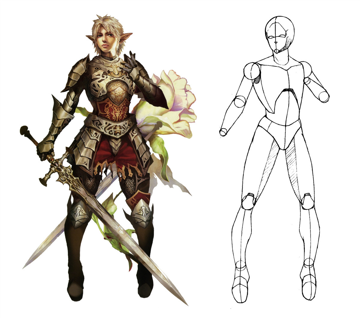 動(dòng)漫人物圖片，動(dòng)漫人體結(jié)構(gòu)骨骼提煉線稿