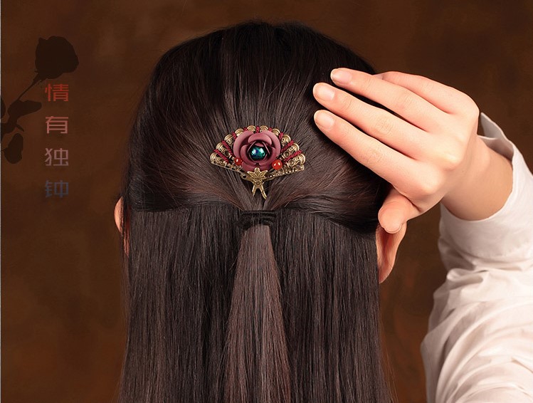 時(shí)尚生動(dòng)扇形發(fā)簪，古典浪漫發(fā)釵頭飾