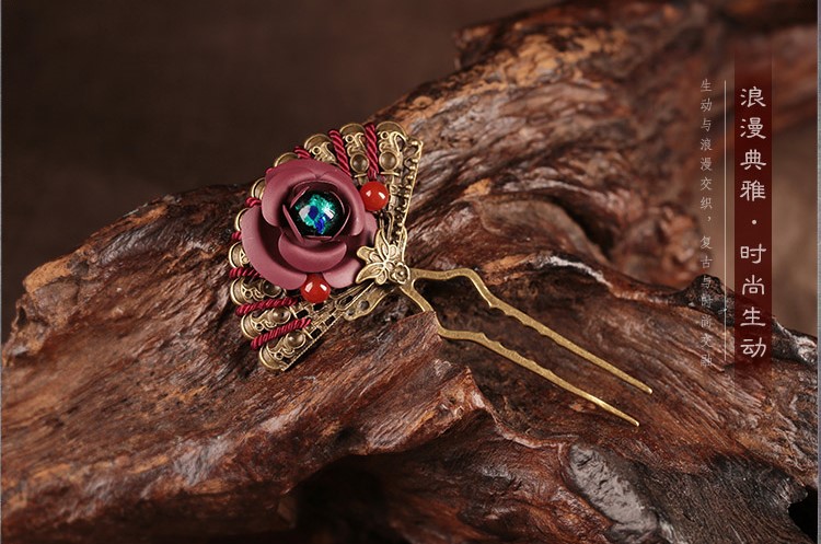 時(shí)尚生動(dòng)扇形發(fā)簪，古典浪漫發(fā)釵頭飾