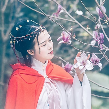 木蘭花開帶琴女生頭像，唯美古風(fēng)真人頭像