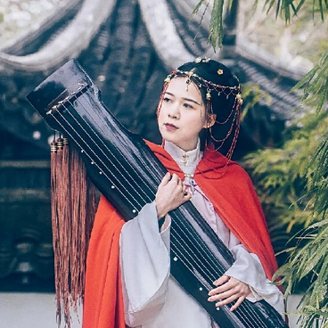 木蘭花開帶琴女生頭像，唯美古風(fēng)真人頭像