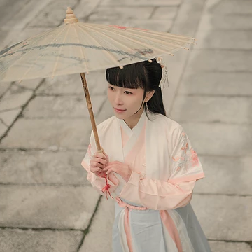 清新帶傘粉色披風女生頭像，唯美古風頭像