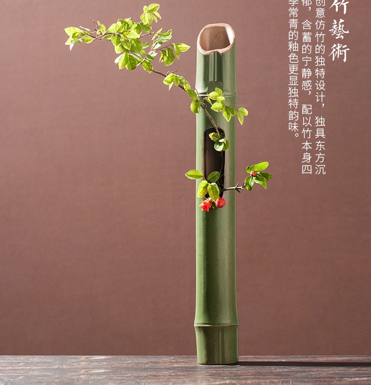 創(chuàng)意仿竹壁掛花器花藝，禪意中式插花