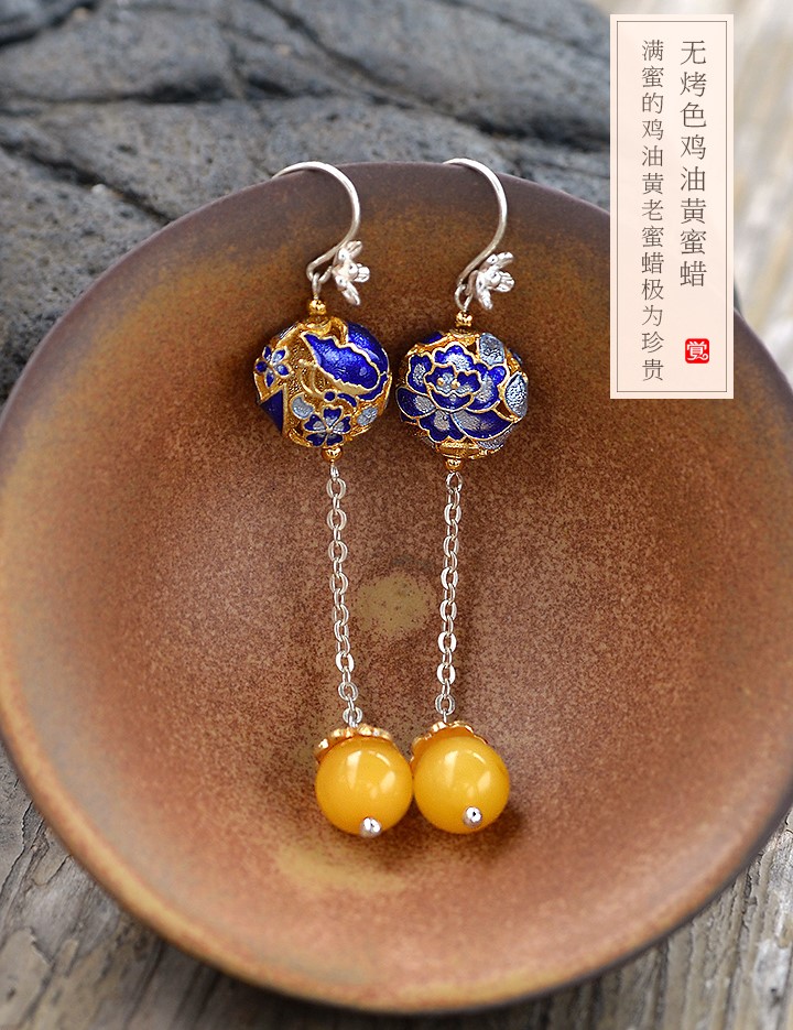 游園驚夢(mèng)流金耳飾，銀牡丹長(zhǎng)款耳環(huán)首飾