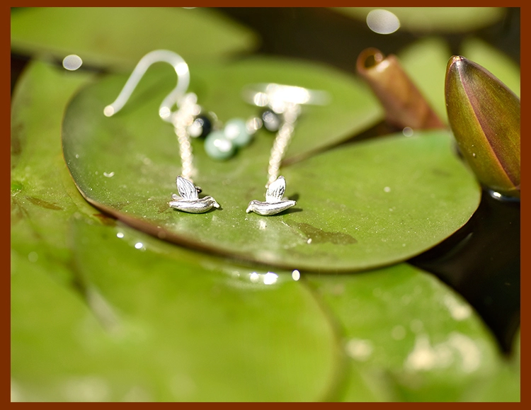 鳥(niǎo)兒吊墜耳飾，天然翡翠長(zhǎng)款耳環(huán)首飾