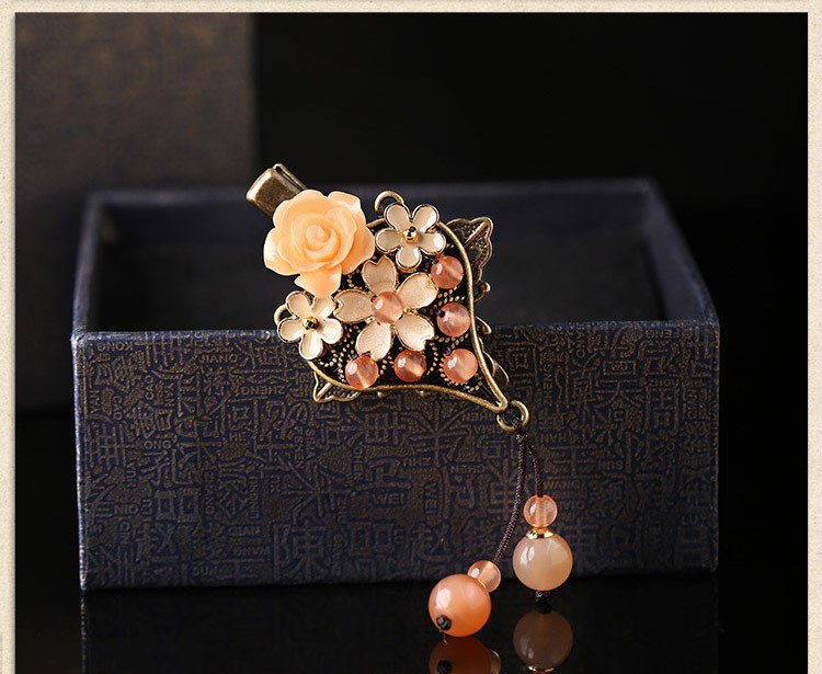 古典民族花朵發(fā)夾，復(fù)古風(fēng)淡雅清新頭飾