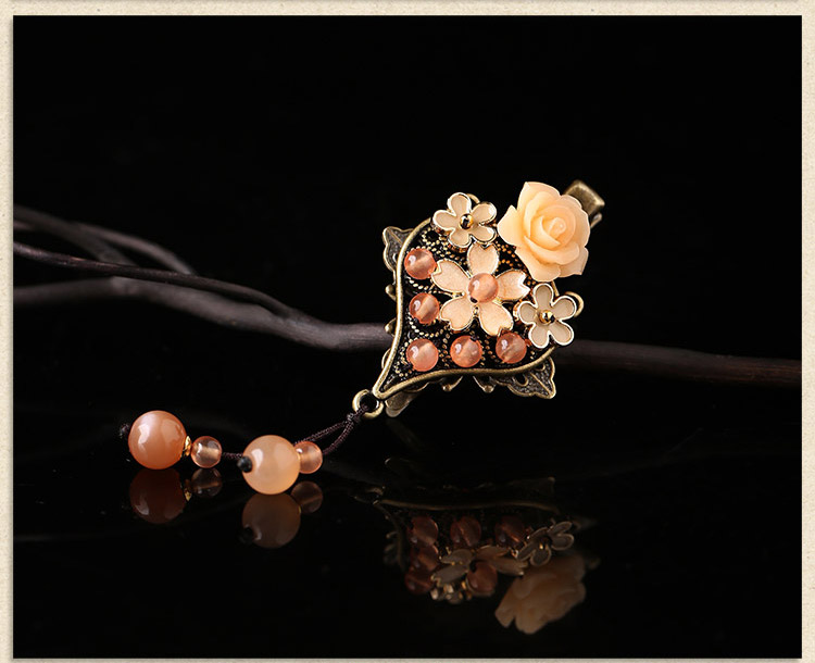 古典民族花朵發(fā)夾，復(fù)古風(fēng)淡雅清新頭飾
