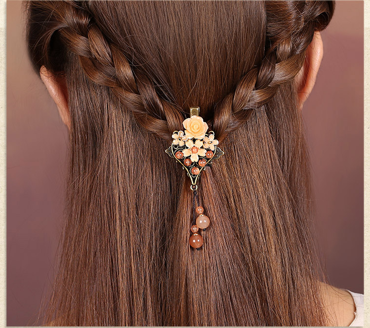 古典民族花朵發(fā)夾，復(fù)古風(fēng)淡雅清新頭飾