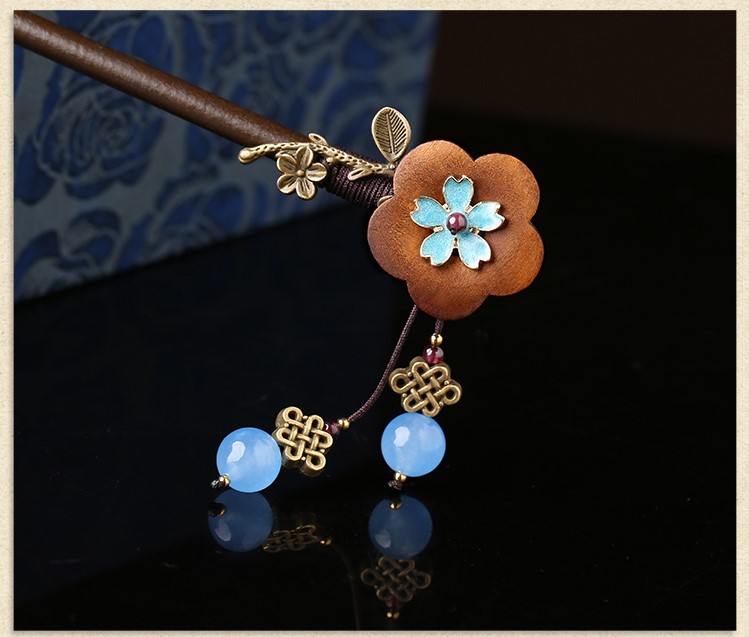 復(fù)古流蘇發(fā)簪步搖，木花民族風(fēng)簪子頭飾