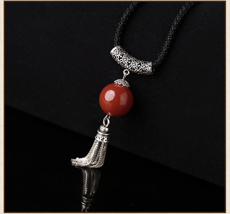 簡約時尚匠心啟航閱讀鏈子，瑪瑙銀流蘇項鏈首飾