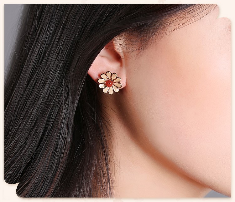 復(fù)古風(fēng)花朵小巧耳釘，簡(jiǎn)約時(shí)尚瑪瑙耳釘首飾