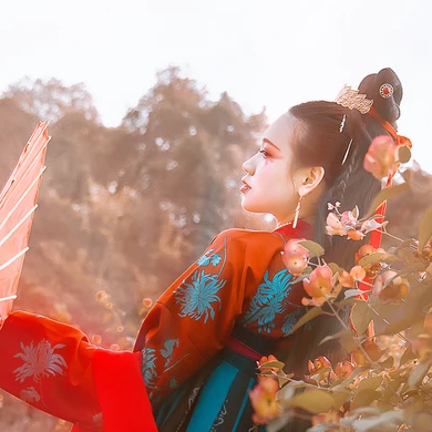 嬌艷紅傘女生頭像，唯美古風(fēng)真人頭像