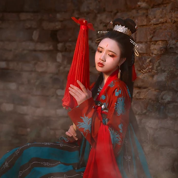 嬌艷紅傘女生頭像，唯美古風(fēng)真人頭像