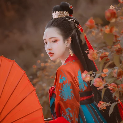 嬌艷紅傘女生頭像，唯美古風(fēng)真人頭像
