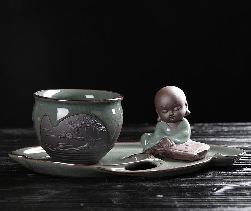 復(fù)古匠心啟航閱讀文竹盆景，禪意小和尚盆景