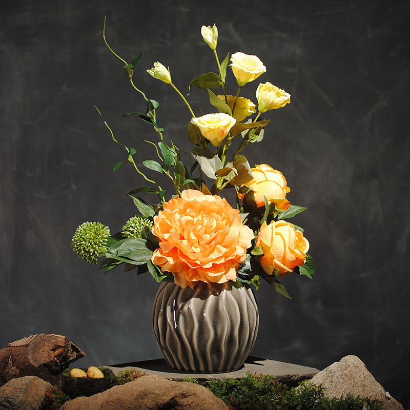 雍容牡丹桔梗插花藝術(shù)，富貴牡丹新中式花藝